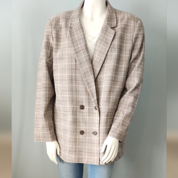 [22] NWOT Reitmans Plaid Double Breasted Relaxed Blazer - Picture 2 of 11